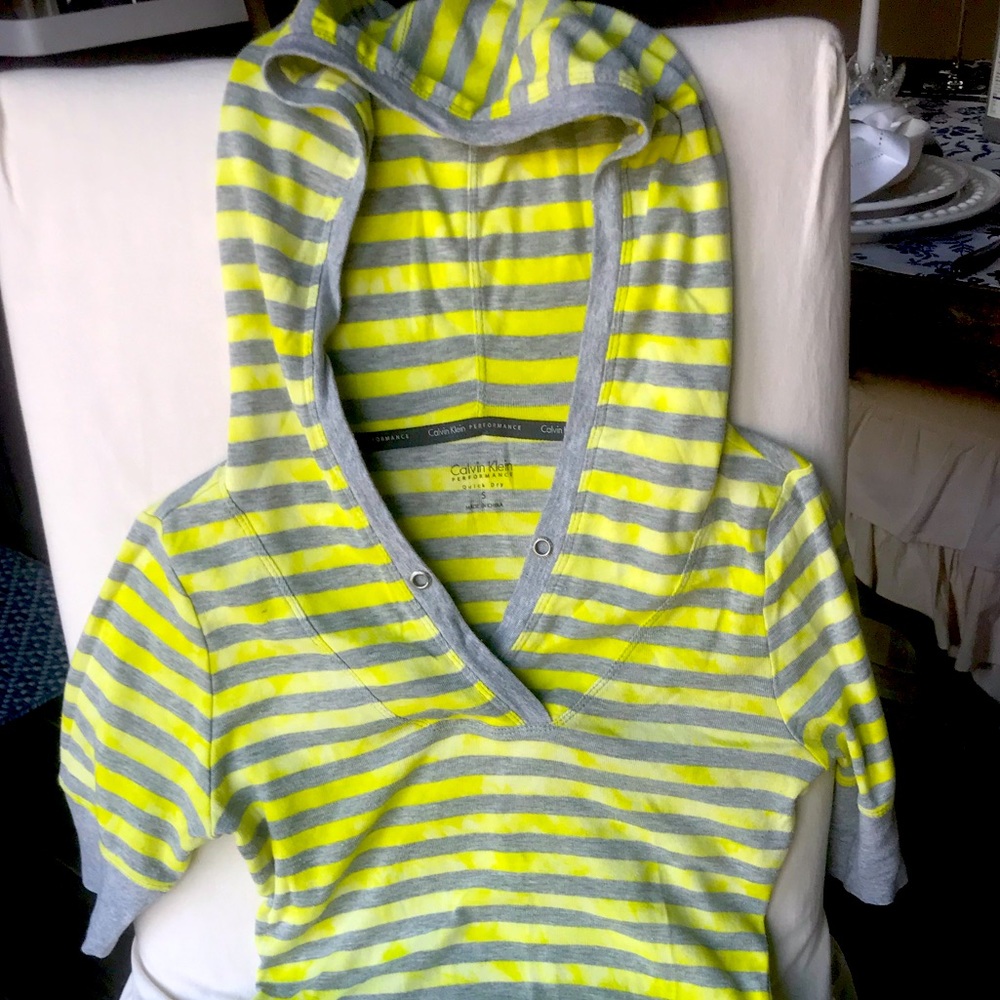 Calvin Klein Stripe Design Pullover Hooded Top
